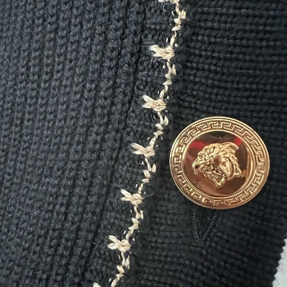 VERSACE New Black Cardigan Sweater - Picture 4 of 9